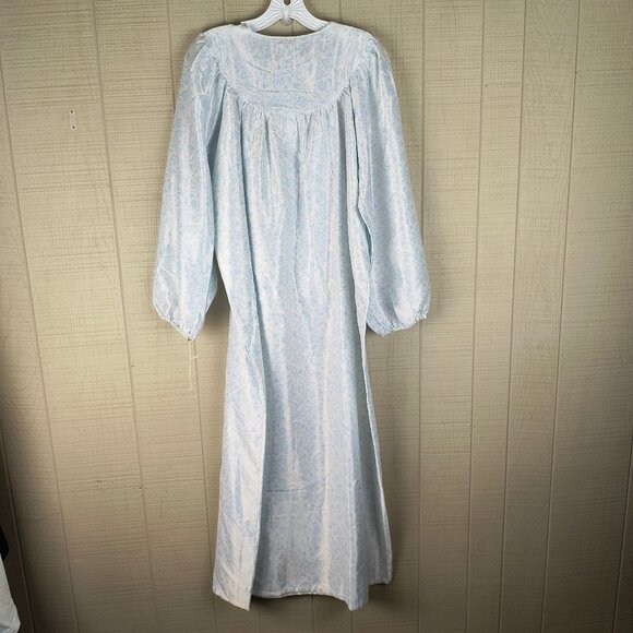 NWOT Aria Satin Nightgown Full Length Brushed Inside Long Sleeve Pastel Blue - Picture 5 of 5